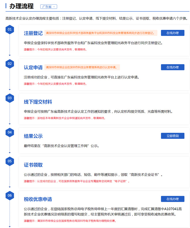廣東省高新技術企業(yè)申報流程
