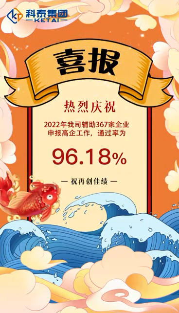 科泰集團(tuán)2022年輔助367家企業(yè)申報(bào)高新技術(shù)企業(yè)，通過率96.18%