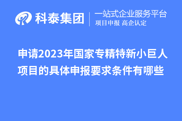 申請2023年國家專精特新小巨人項(xiàng)目的具體申報要求條件有哪些