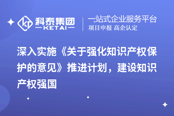 深入實(shí)施《關(guān)于強(qiáng)化知識產(chǎn)權(quán)保護(hù)的意見》推進(jìn)計(jì)劃，建設(shè)知識產(chǎn)權(quán)強(qiáng)國