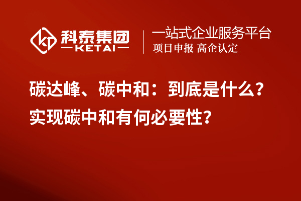 碳達峰、碳中和：到底是什么？實現(xiàn)碳中和有何必要性？