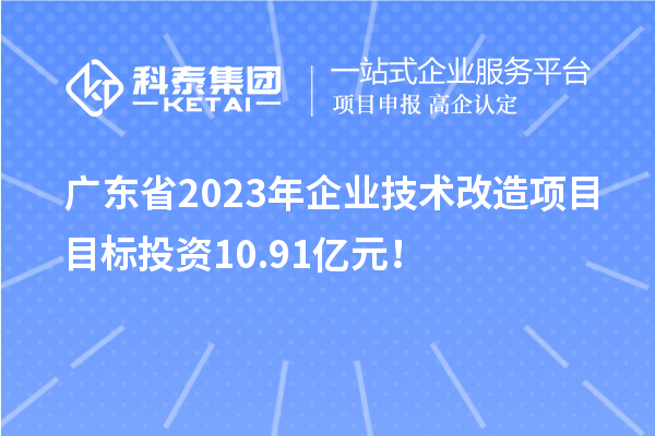 廣東省2023年企業(yè)技術(shù)改造項目目標投資10.91億元！