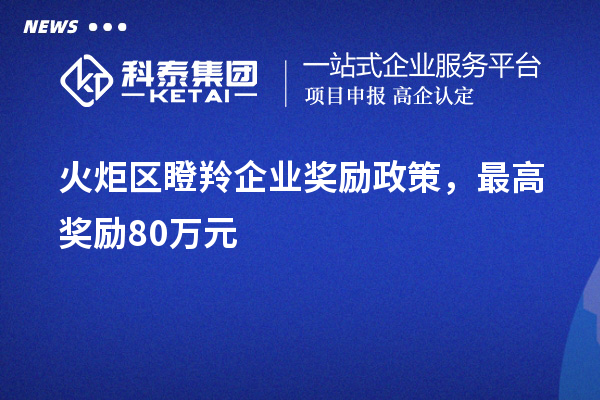 火炬區(qū)瞪羚企業(yè)獎勵政策，最高獎勵80萬元