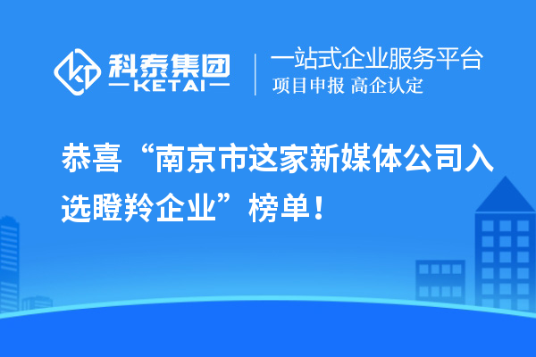 恭喜“南京市這家新媒體公司入選瞪羚企業(yè)”榜單！