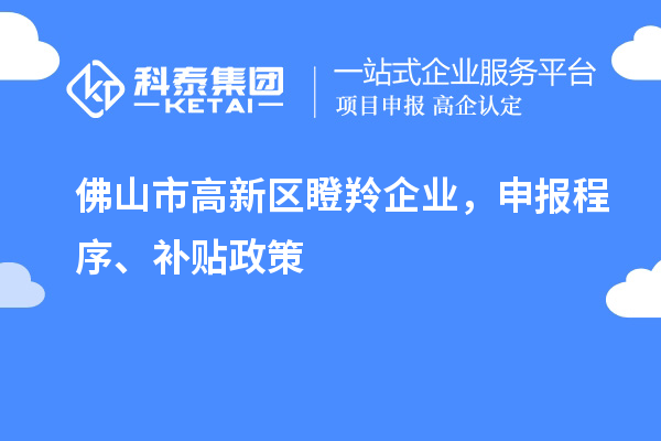 佛山市高新區(qū)瞪羚企業(yè)，申報程序、補貼政策