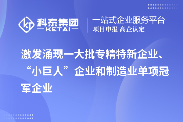 激發(fā)涌現(xiàn)一大批專精特新企業(yè)、“小巨人”企業(yè)和制造業(yè)單項冠軍企業(yè)