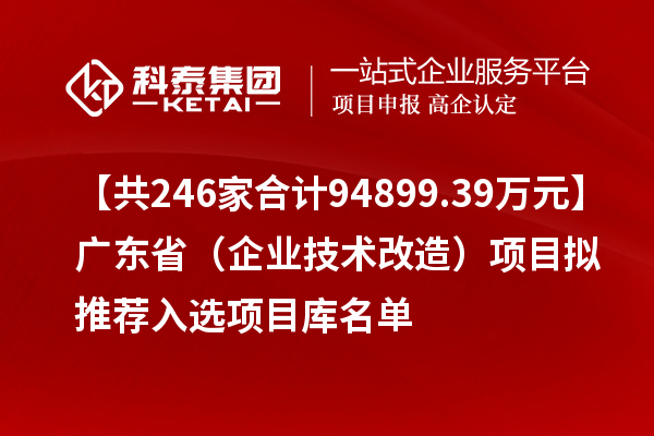 【共246家合計(jì)94899.39萬元】廣東省（企業(yè)技術(shù)改造）項(xiàng)目擬推薦入選項(xiàng)目庫名單