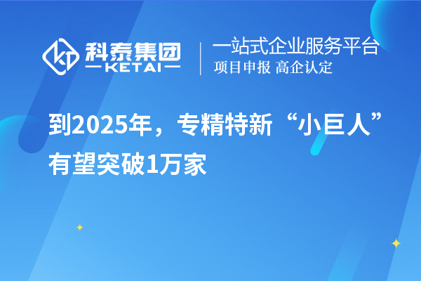 到2025年，專精特新“小巨人”有望突破1萬家