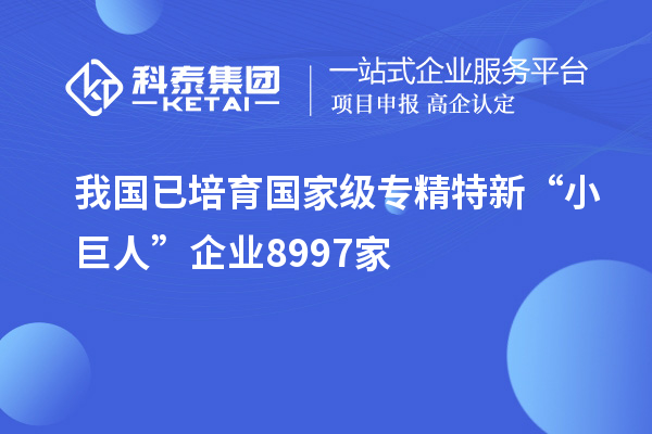 我國(guó)已培育國(guó)家級(jí)專(zhuān)精特新“小巨人”企業(yè)8997家