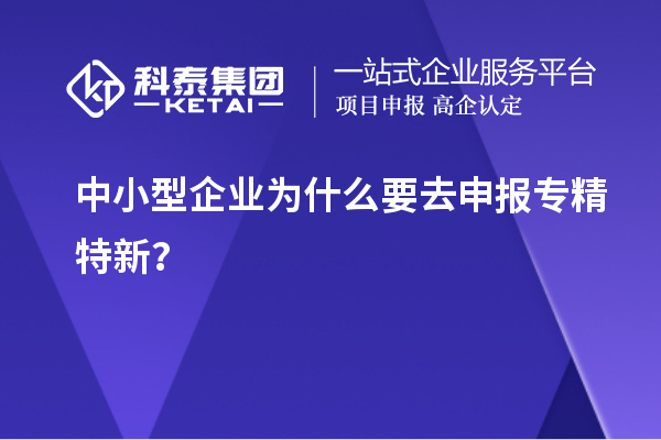 中小型企業(yè)為什么要去申報專精特新？