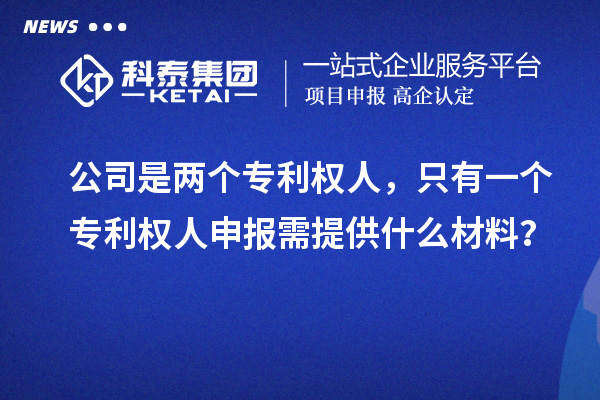 公司是兩個專利權(quán)人，只有一個專利權(quán)人申報需提供什么材料？