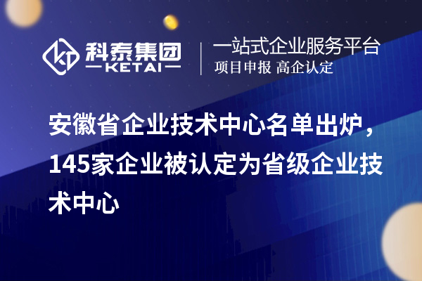 安徽省企業(yè)技術(shù)中心名單出爐，145家企業(yè)被認(rèn)定為省級企業(yè)技術(shù)中心