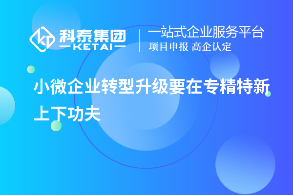 小微企業(yè)轉型升級要在專精特新上下功夫