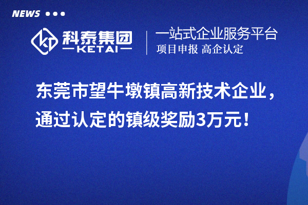 東莞市望牛墩鎮(zhèn)高新技術(shù)企業(yè)，通過(guò)認(rèn)定的鎮(zhèn)級(jí)獎(jiǎng)勵(lì)3萬(wàn)元！