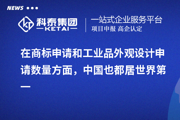 在商標(biāo)申請(qǐng)和工業(yè)品外觀設(shè)計(jì)申請(qǐng)數(shù)量方面，中國(guó)也都居世界第一