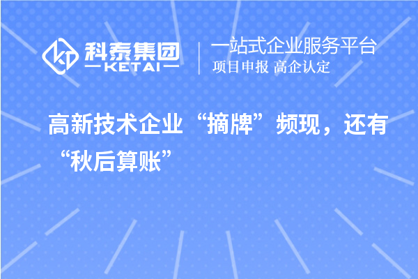 高新技術(shù)企業(yè)“摘牌”頻現(xiàn)，還有“秋后算賬”