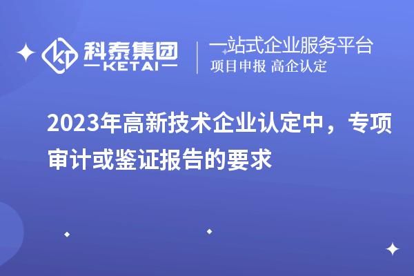2023年高新技術(shù)企業(yè)認(rèn)定中，專項審計或鑒證報告的要求
