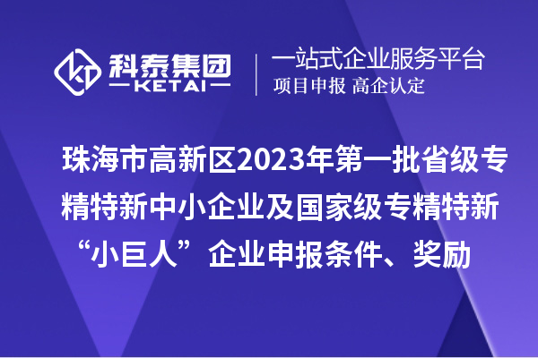 珠海市高新區(qū)2023年第一批省級專精特新中小企業(yè)及國家級專精特新“小巨人”企業(yè)申報條件、獎勵