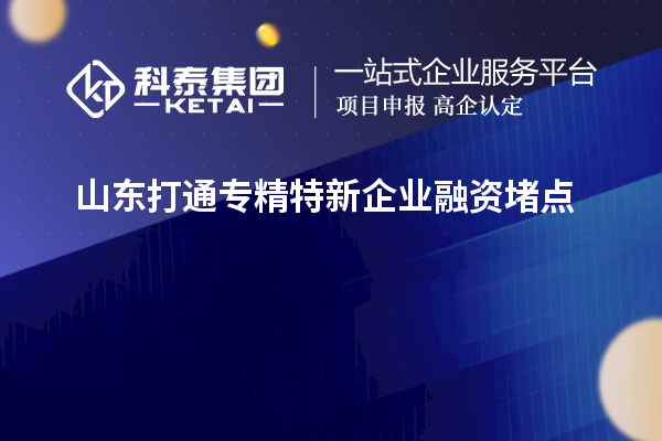山東打通專精特新企業(yè)融資堵點