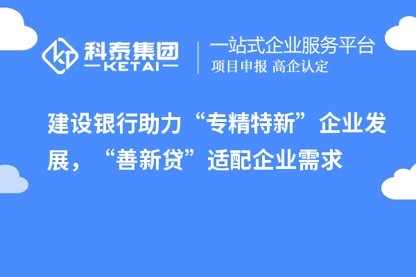 建設(shè)銀行助力“專精特新”企業(yè)發(fā)展，“善新貸”適配企業(yè)需求