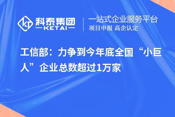 工信部：力爭(zhēng)到今年底全國(guó)“小巨人”企業(yè)總數(shù)超過1萬家
