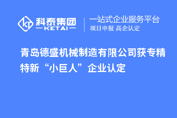 青島德盛機械制造有限公司獲專精特新“小巨人”企業(yè)認定