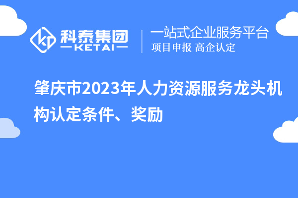 肇慶市2023年人力資源服務龍頭機構認定條件、獎勵