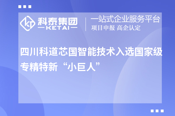四川科道芯國智能技術(shù)入選國家級(jí)專精特新“小巨人”