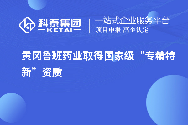 黃岡魯班藥業(yè)取得國家級(jí)“專精特新”資質(zhì)