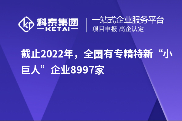 截止2022年，全國有專精特新“小巨人”企業(yè)8997家
