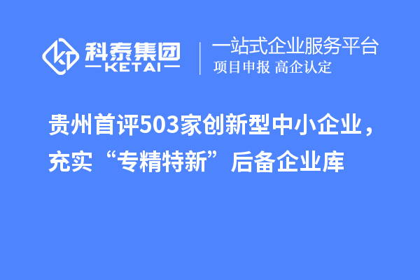 貴州首評503家創(chuàng)新型中小企業(yè)，充實“專精特新”后備企業(yè)庫