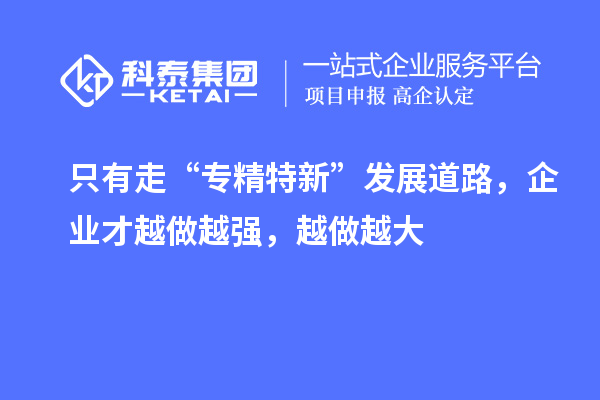 只有走“專精特新”發(fā)展道路，企業(yè)才越做越強，越做越大