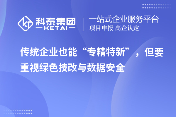傳統(tǒng)企業(yè)也能“專精特新”，但要重視綠色技改與數(shù)據(jù)安全