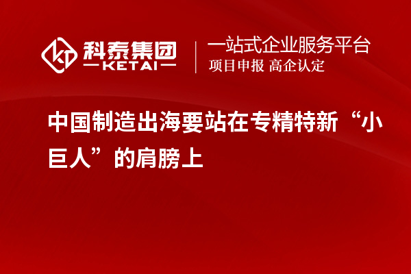 中國(guó)制造出海要站在專(zhuān)精特新“小巨人”的肩膀上