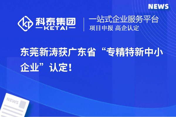 東莞新濤獲廣東省“專精特新中小企業(yè)”認(rèn)定！