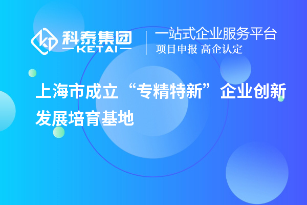 上海市成立“專(zhuān)精特新”企業(yè)創(chuàng)新發(fā)展培育基地