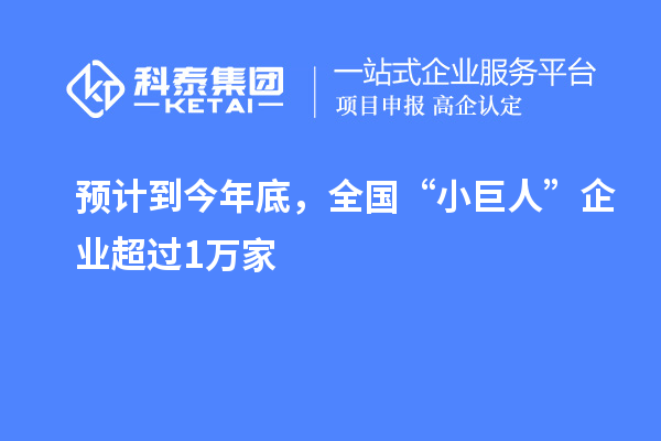 預(yù)計到今年底，全國“小巨人”企業(yè)超過1萬家