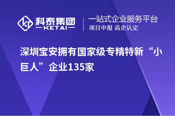 深圳寶安擁有國(guó)家級(jí)專精特新“小巨人”企業(yè)135家