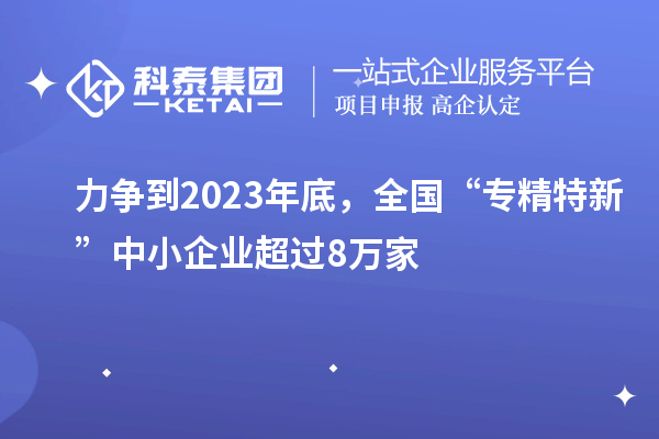 力爭到2023年底，全國“專精特新”中小企業(yè)超過8萬家