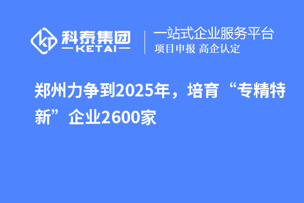 鄭州力爭(zhēng)到2025年，培育“專精特新”企業(yè)2600家
