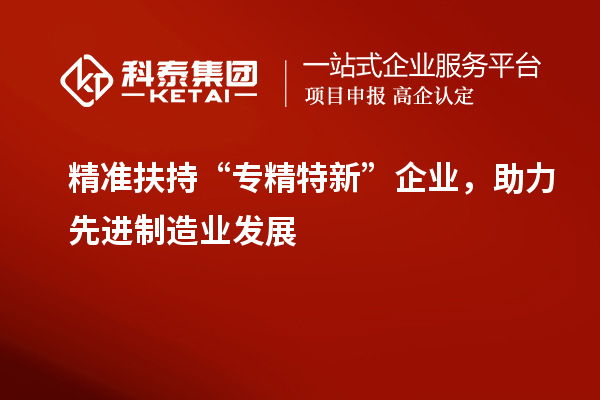 精準(zhǔn)扶持“專精特新”企業(yè)，助力先進(jìn)制造業(yè)發(fā)展