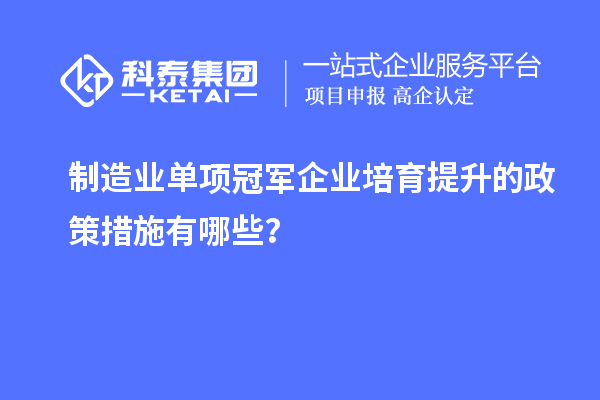制造業(yè)單項冠軍企業(yè)培育提升的政策措施有哪些？