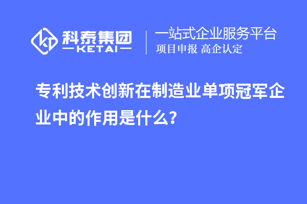 專利技術(shù)創(chuàng)新在制造業(yè)單項(xiàng)冠軍企業(yè)中的作用是什么？