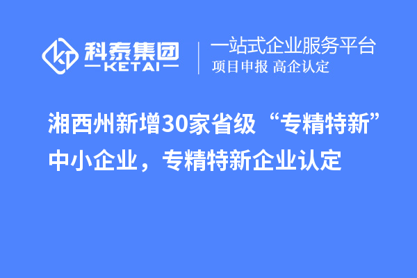湘西州新增30家省級 “專精特新”中小企業(yè)，專精特新企業(yè)認(rèn)定