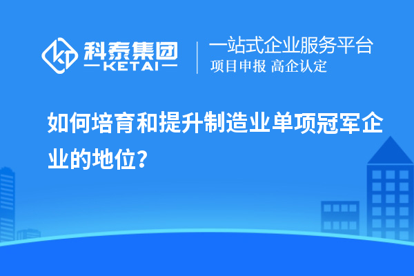如何培育和提升制造業(yè)單項(xiàng)冠軍企業(yè)的地位？