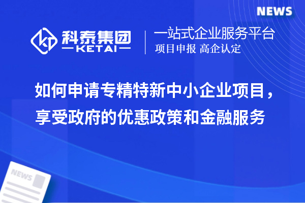 如何申請專精特新中小企業(yè)項目，享受政府的優(yōu)惠政策和金融服務