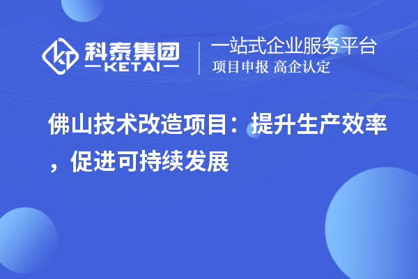 佛山技術(shù)改造項(xiàng)目：提升生產(chǎn)效率，促進(jìn)可持續(xù)發(fā)展