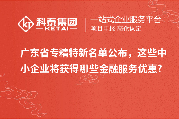 廣東省專精特新名單公布，這些中小企業(yè)將獲得哪些金融服務優(yōu)惠?
