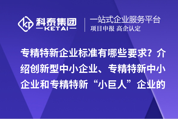 專精特新企業(yè)標(biāo)準(zhǔn)有哪些要求？介紹創(chuàng)新型中小企業(yè)、專精特新中小企業(yè)和專精特新“小巨人”企業(yè)的評價(jià)和認(rèn)定標(biāo)準(zhǔn)