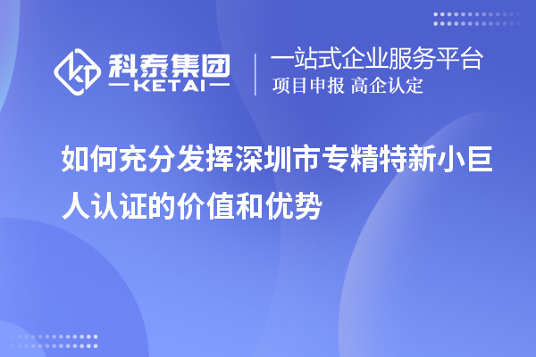 如何充分發(fā)揮深圳市專精特新小巨人認證的價值和優(yōu)勢
